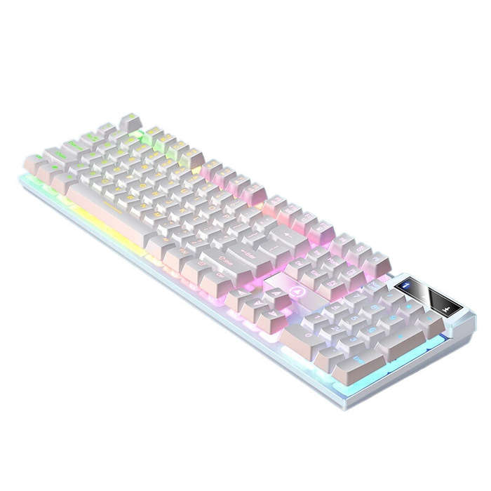 Grey - YINDIAO K500 104 Keys Wired Gaming Keyboard Mechanical-Feel Keycaps RGB Backlit USB E-sports
