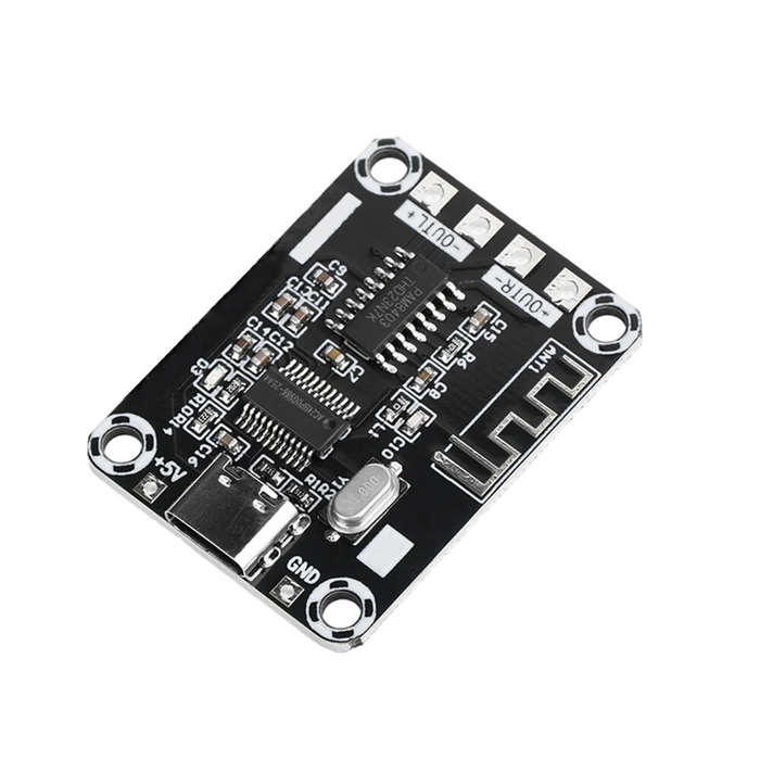 Black - XH-A155 PAM8403 Mini Class D bluetooth Digital Power Amplifier Board 5W+5W DC5V TYPE-C Power