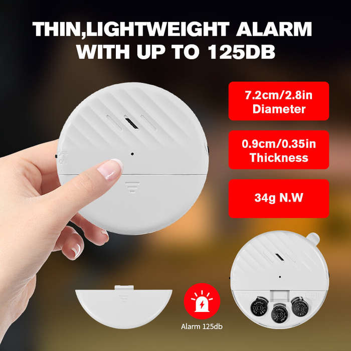 Black - Wireless Door Window Vibration Sensor Alarm 125dB Glass Breakage Anti-theft Sensor Easy Inst