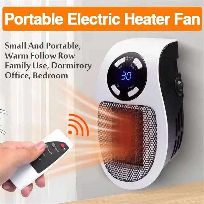 EU - Portable Wall-Mounted Electric Heater 500W Low Energy Consumption Adjustable Thermostat LED Dis
