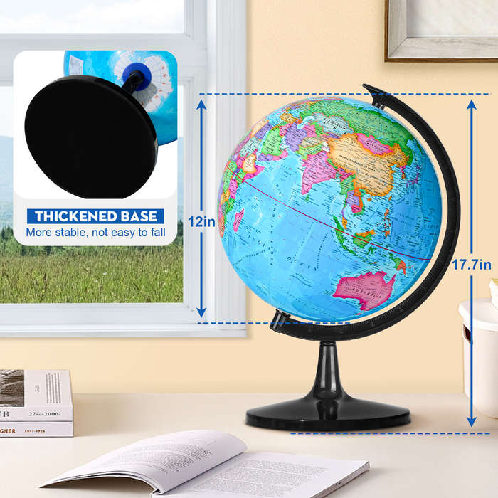 32CM Educational World Globe with Weighted Base Classroom Decorative Large Earth for Students Geogra