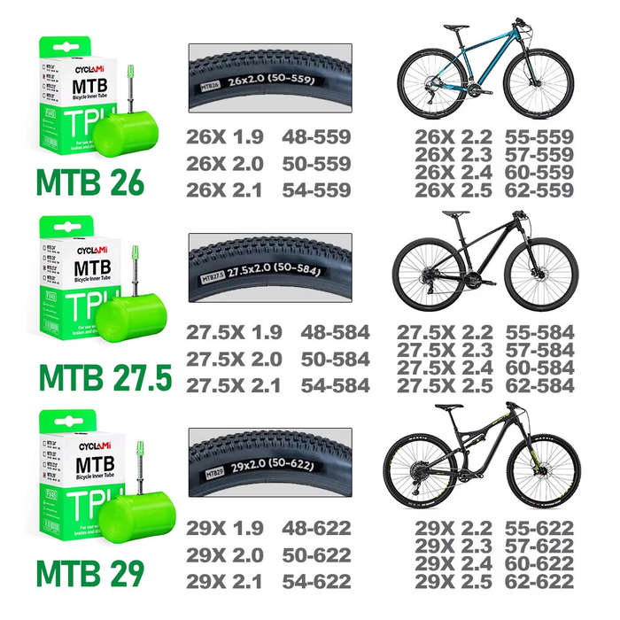 27.5 inch - CYCLAMI Ultralight MTB Bike Inner Tube 26 27.5 29 Inch TPU Material with 45mm French Val