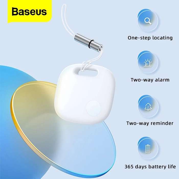 White - Baseus T2 Pro 365 Days Battery Life 2-Way Reminder Anti-lost Alarm Smart Tag Wireless Blueto
