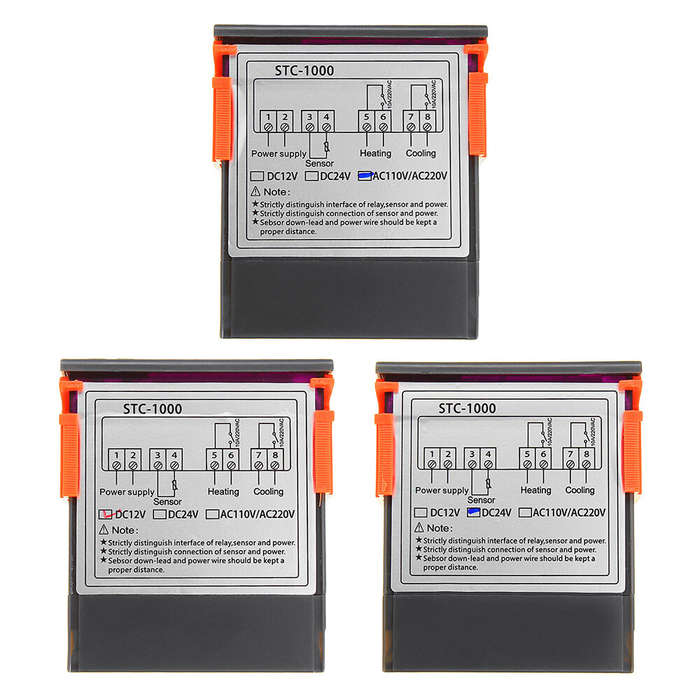 DC24V - Geekcreit STC-1000 110V/220V/12V/24V 10A 2 Relay Output LED Digital Temperature Controller T