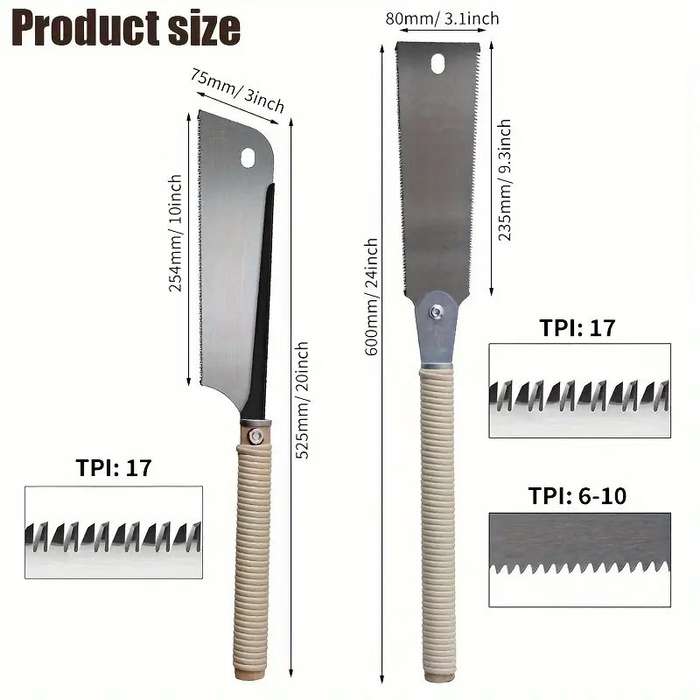 2 PCS - 2PCS Pull Saw Set 24inch Double-Edge Saw 10/18 TPI 20inch Single-Edge Saw 14 TPI SK5 Steel B
