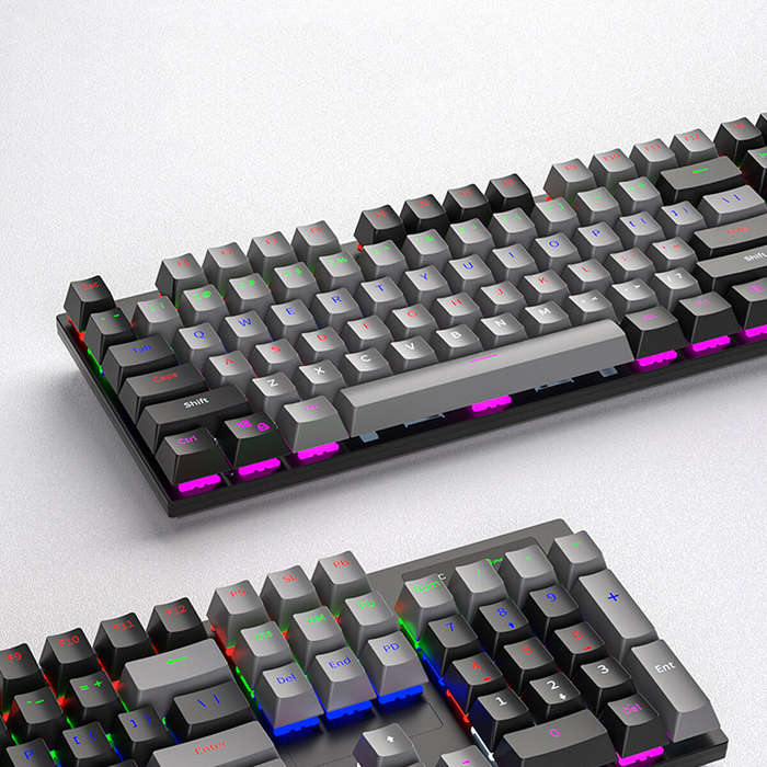 104 Keys Wired Mechanical Keyboard LED Backlit Blue Switch USB Wired Gaming Keyboard for Laptop Desk