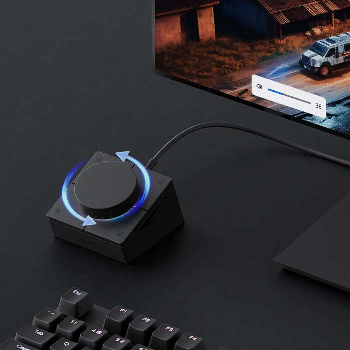 Black - Hagibis Knob USB-C Hub with Shortcut Buttons Type-C RGB Docking Station with 5Gbps USB3.0*2