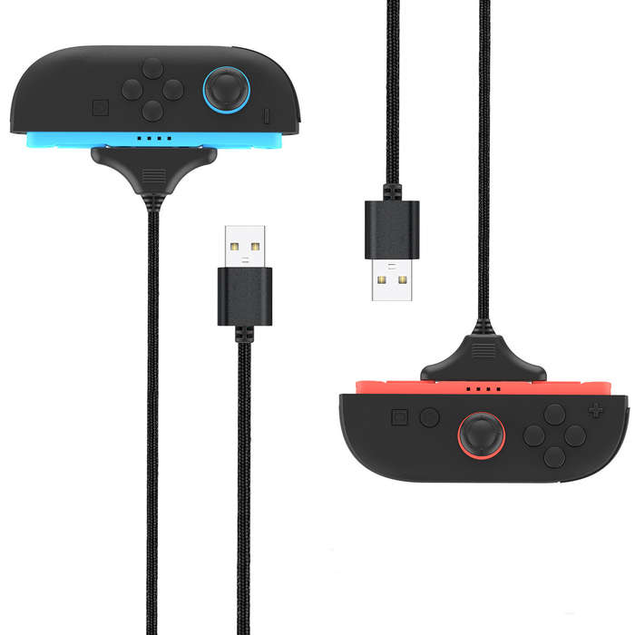 Black - IPEGA PG-SW2119A Switch2 Left and Right Handle Charging Cable 2-in-1 Magnetic Charging 3M Lo