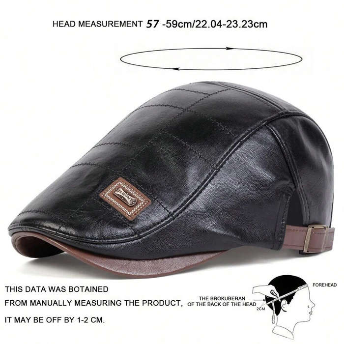 Black - Collrown Vintage Berets Mens PU Leather Beret Hats Autumn Winter Adjustable Hats Men's Visor