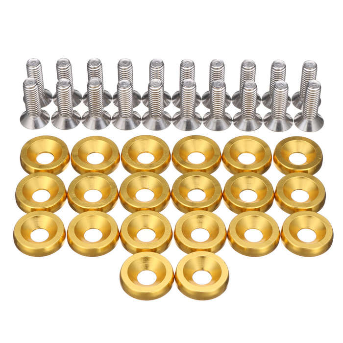 Blue - 20pcs CNC Aluminum Bumper Fender Washer Bolt Engine Bay Dress Up Kit M6x15mm