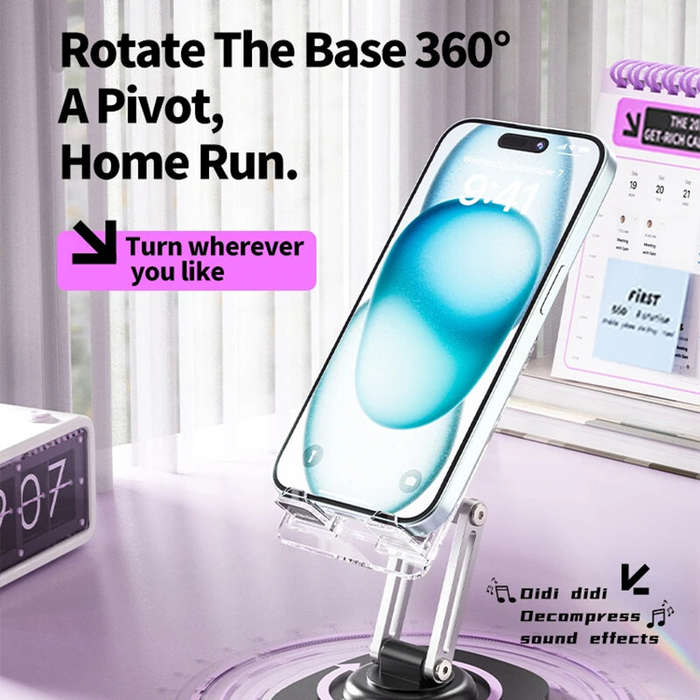 Black - Foldable Desktop Phone Holder Stand Support Adjustable Angle Height Cellphone Stand Bracket