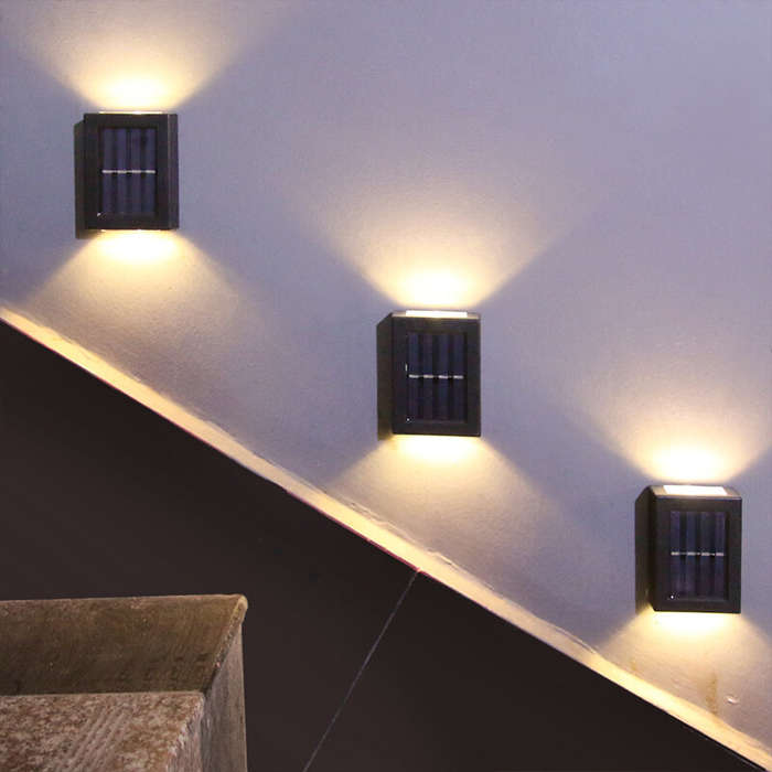 White Light - 2Pcs Solar Wall Lamp Outdoor Garden Household Waterproof Wall Light Up And Down Garden