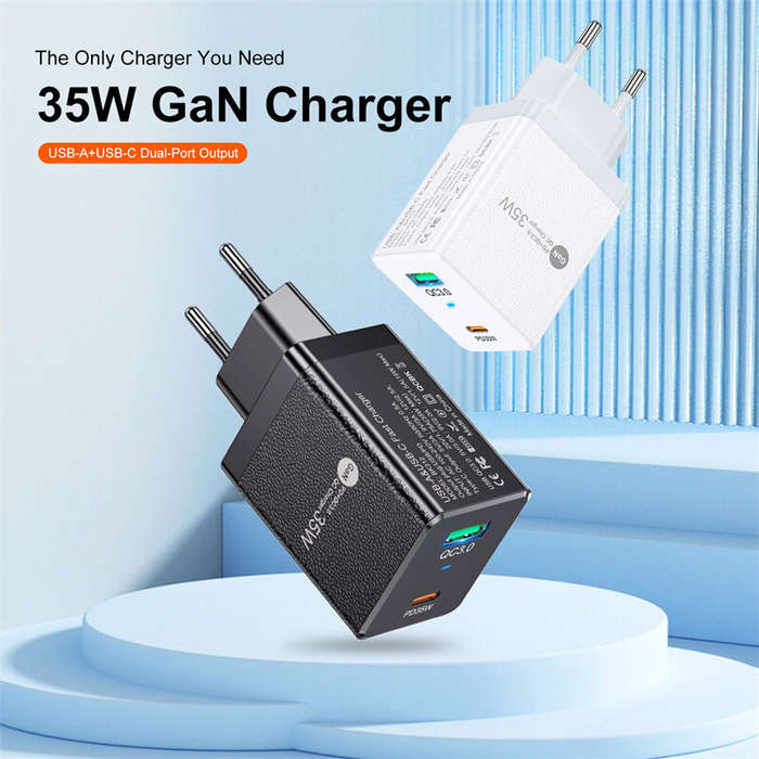 White - [GaN Tech] BK312 35W 2-Port USB PD Charger USB-A+USB-C PD QC3.0 PPS Fast Charging Wall Charg