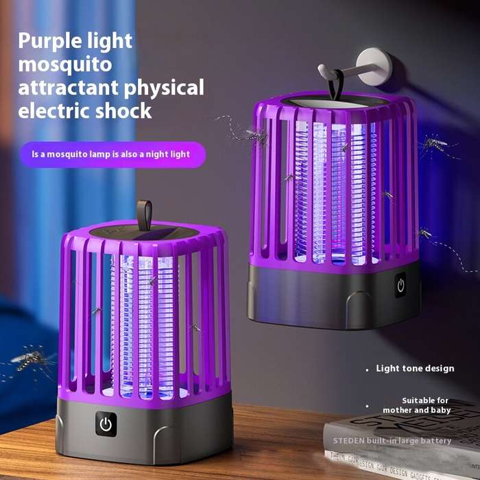 Purple - Portable Electric Mosquito Killer Lamp Household Mini Mosquito Zapper Lamp USB Rechargeable