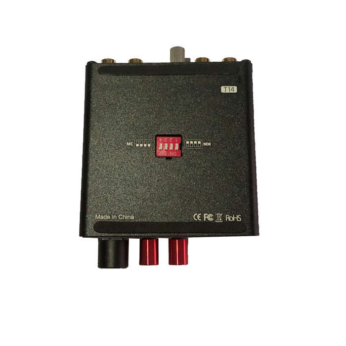 Black - Professional MM MC Phono Stage RIAA Preamp Stereo 3.5mm Headphone Output Metal Compact Desig