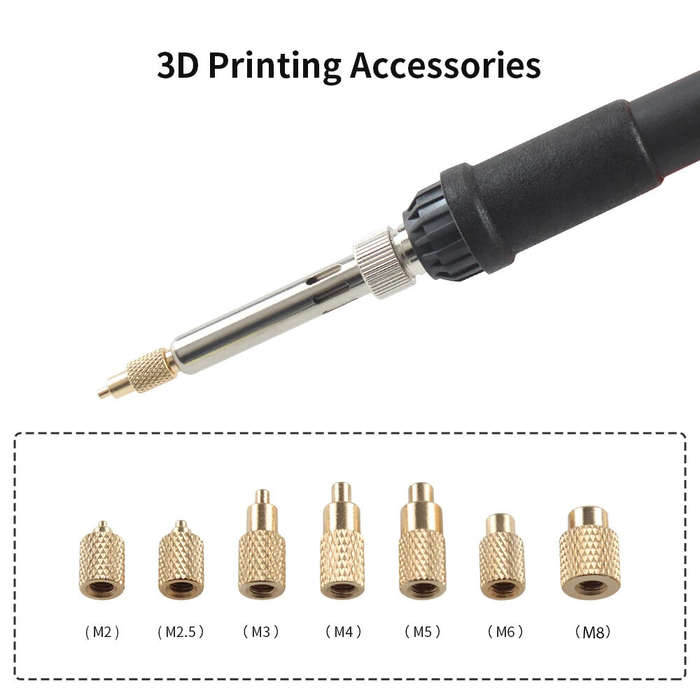 Gold - TS100 Hot Melt Nut Insertion Kit Brass CNC Precision for M2 M3 M4 M5 M6 M8 Compatible with 93