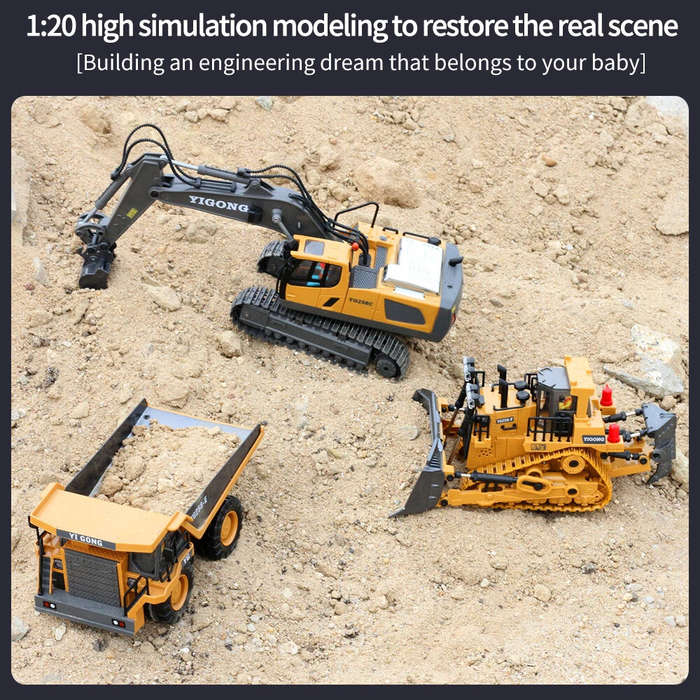 Dump Truck - YIGONG 258-21 1/20 2.4G 9CH RC Car Dump Truck LED Light Music Construction Engineering