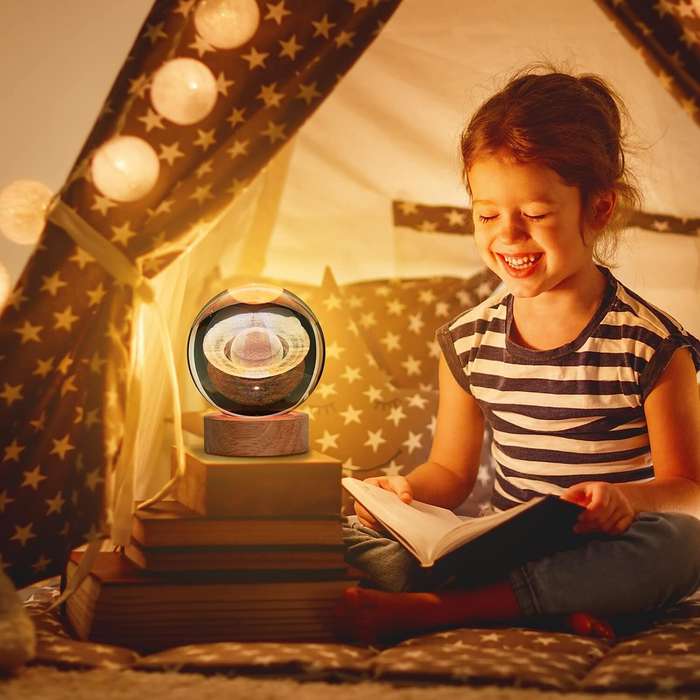 Astronaut - Glowing Crystal Ball 3d Engraved Small Crystal Ball Light Decoration Creative Gift Glowi