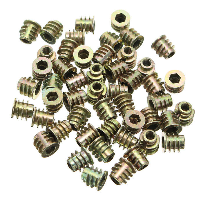 8mm - Suleve 50Pcs M4ZN1 M4 8mm Zinc Alloy Wood Furniture Hex Socket Drive Head Screw-in Threaded In