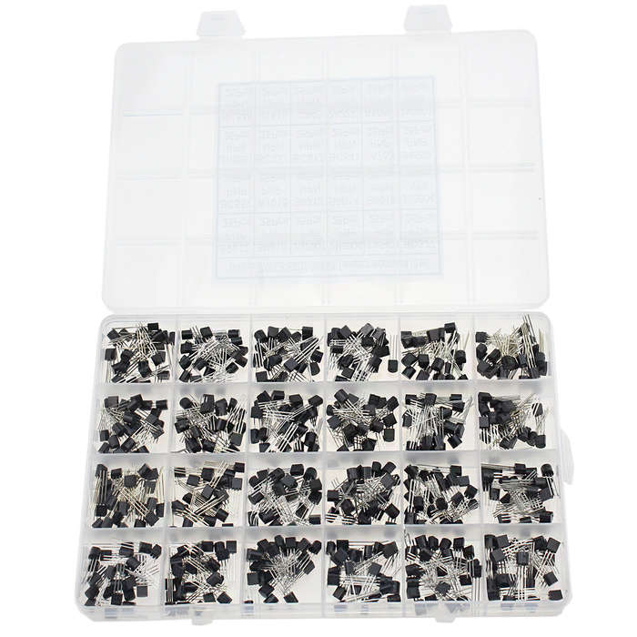 with box - 600PCS S9012 2N3901 NPN PNP Transistor Assortment Kit TO-92 10V High Quality Components W