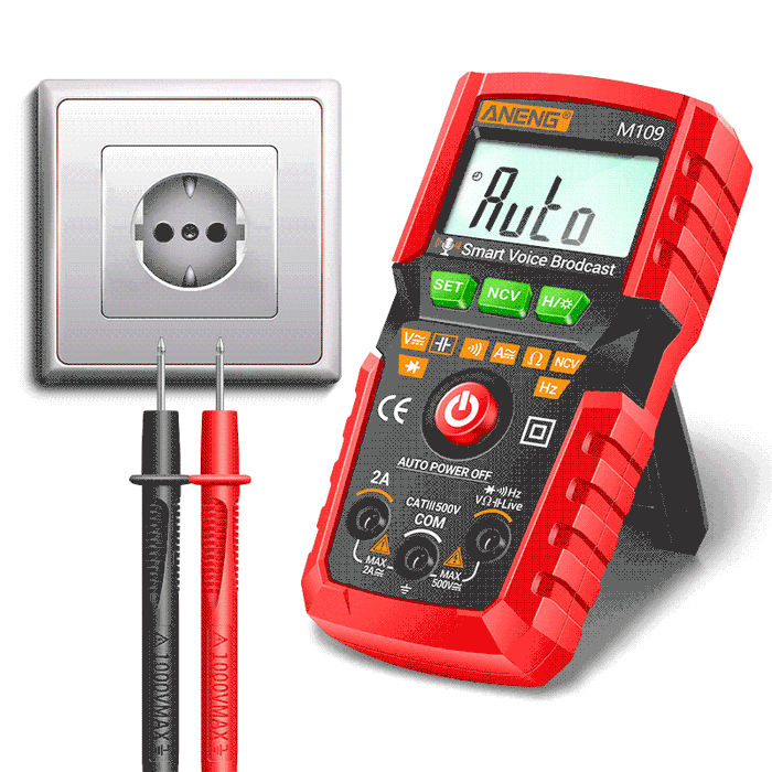 Red - ANENG M109 Digital Multimeter 4000 count AC/DC Voice Broadcast Electrical Instruments Tester A