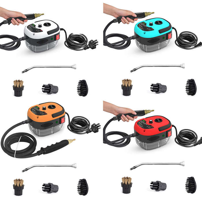 White - 2500W High-Temperature High-Pressure Steam Cleaner 230V 901ml Capacity 4 Temperature Levels