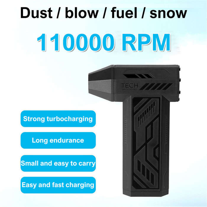 Black - 110,00RPM Mini Turbo Fan Brushless Motor Handheld Violent Turbo Fan Wind Speed 53M/S Electri