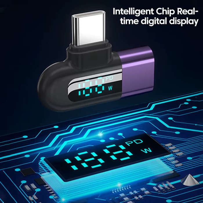 Purple - 6A Type-C OTG Adapter 120W Fast Charging Digital Display USB-C to C Converter 480Mbps Data