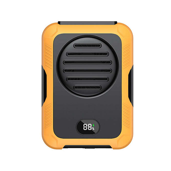 Orange - Mini Portable USB Rechargeable Fan 2000mAh Hanging Neck Waist Fan for Outdoor Camping Hikin