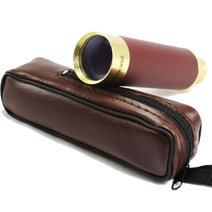 Brown - IPRee Pirate Monocular Telescope 25x30 High Powered Zoomable Collapsible Monocular Brass Spy