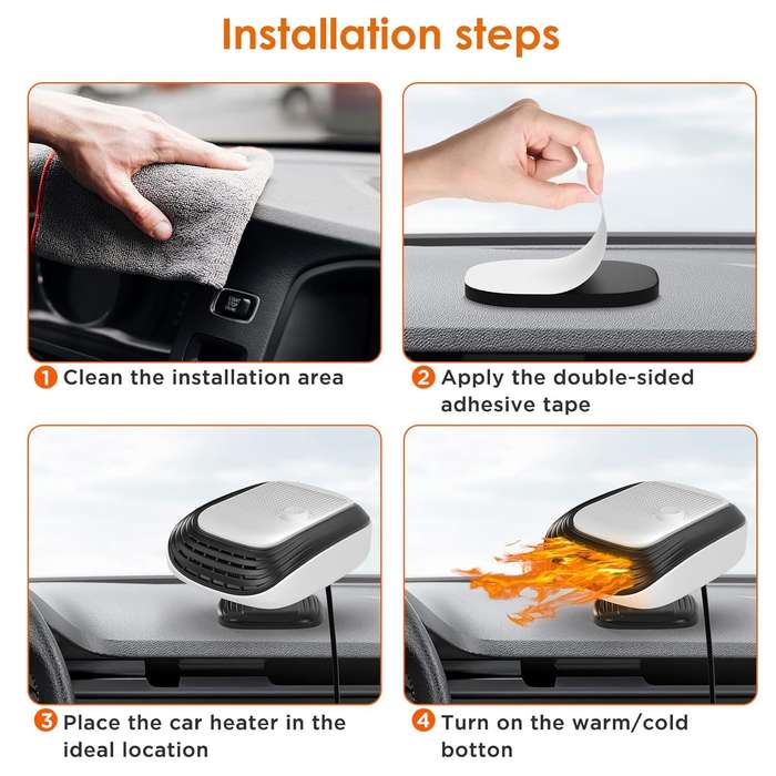 White - 12V Car Heater Fan Car Electric Heater Fan Winter Defog With Fast Heating Heater Portable Ca