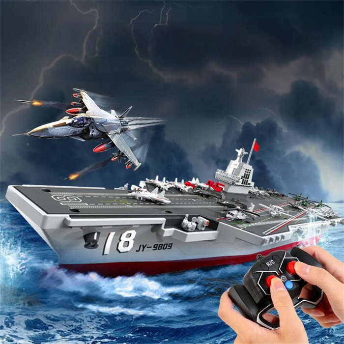 Grey - JJRC S19-YW 2.4G Dual Motor RC Simulation Aircraft Carrier RTR Boat Models Toy