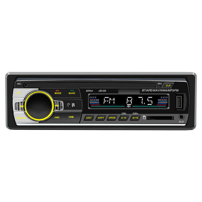 JSD-520 Car Radio MP3 Player USB SD Card AUX IN FM bluetooth Lossless Music Clock Display 7 Color Li