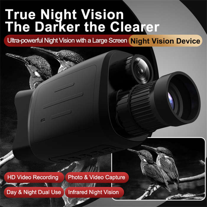 Black - IPRee Monocular Night Vision Device 1080P HD Infrared Camera 16X Digital Light Zoom Telescop