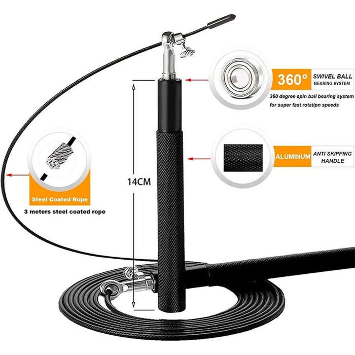 Grey - KALOAD Steel Wire Jump Rope Skipping Rope Fitness Sports Professional Training Home Exercise
