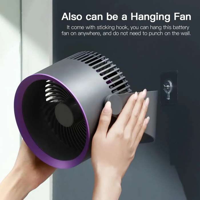 Grey - 4000mAh Air Circulation Silent Fan Portable Air Circulator Fan 3 Speed Adjustment Battery Ope