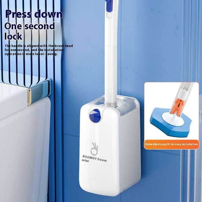 White - Automatic Chuck Open Cover Disposable Toilet Brush Household 360 Angle Wall Hanging With Cle