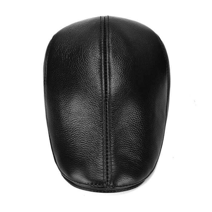58cm - Collrown Men's Outdoor Genuine Leather Berets Forward Cap for Autumn Winter Casual Flat Peake