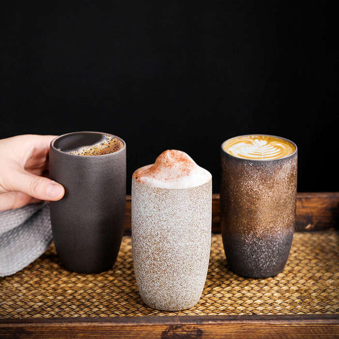 White - IPRee 230ML Retro Tea Cups Porcelain Water Tea Cup Home Vintage Espresso Coffee Cup Ceramic