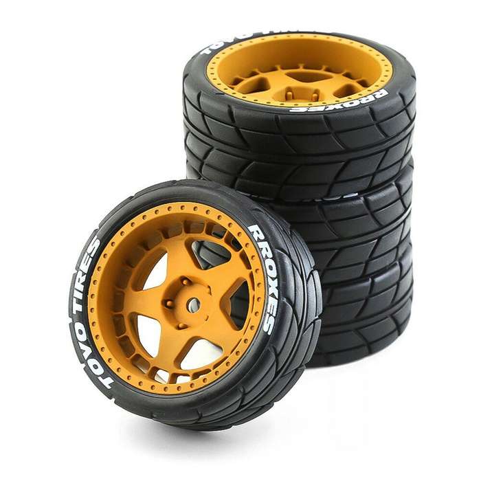 White - 4PCS Drift Rally RC Tires Wheels 12mm Hex for Wltoys 124019 HPI KYOSHO TAMIYA TT02 XV01 1/10