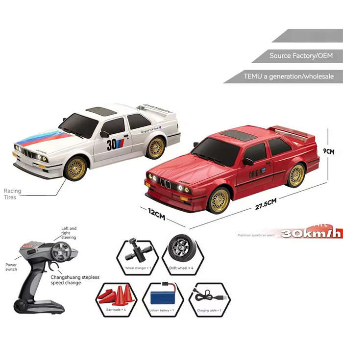 White - KAMTOM KM777A RTR 1/16 2.4G 4WD Drift RC Car Mini Race LED Light Retro E30 Sports High Speed