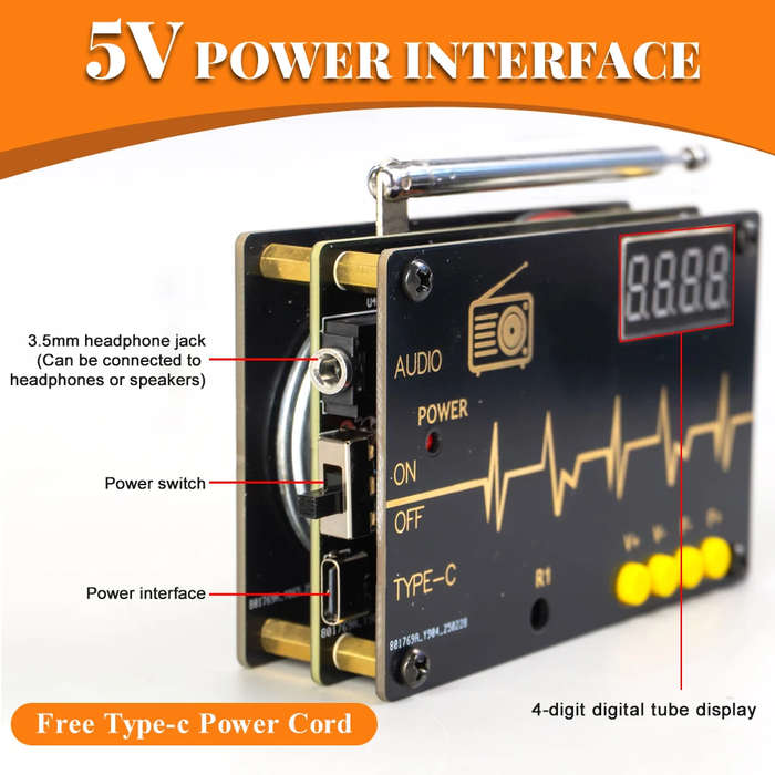 Unsoldered Version - TDA5807S FM Radio Kit High Sensitivity RDA5807M Chip 87-108MHz Frequency Range
