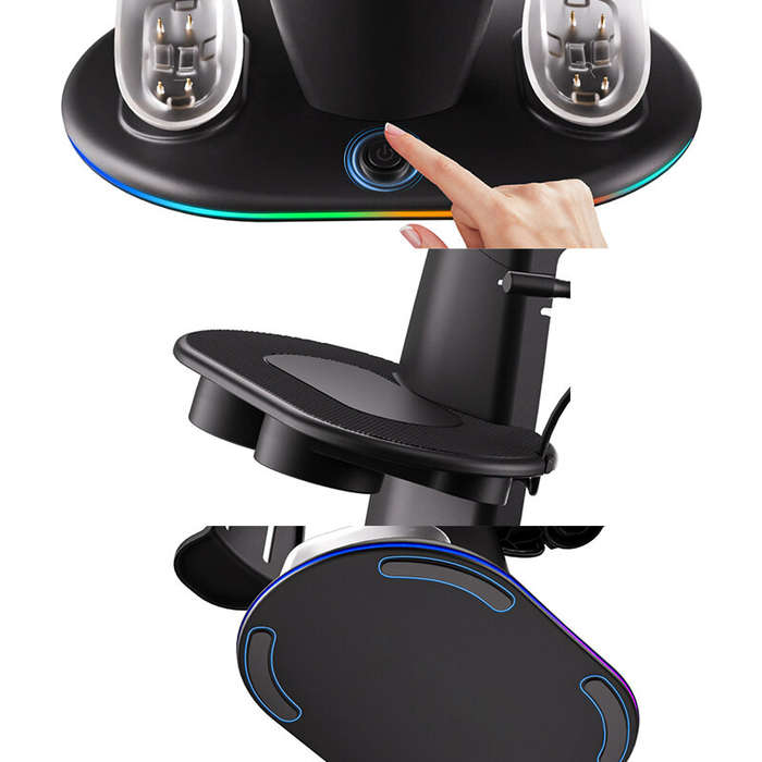 White - for Meta Quest 2 3 3S RGB Vertical Charging Stand with 16 RGB Modes Type-C Fast Charging Ant