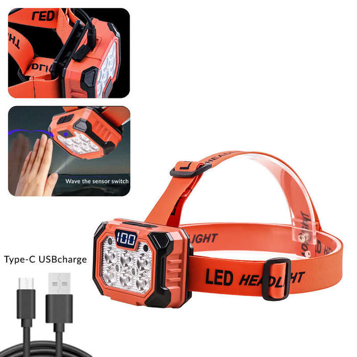 Coffee - Bikight Sensor Strong Light Working LED Headlamp Mini LED Night Fishing Running Powerful Di