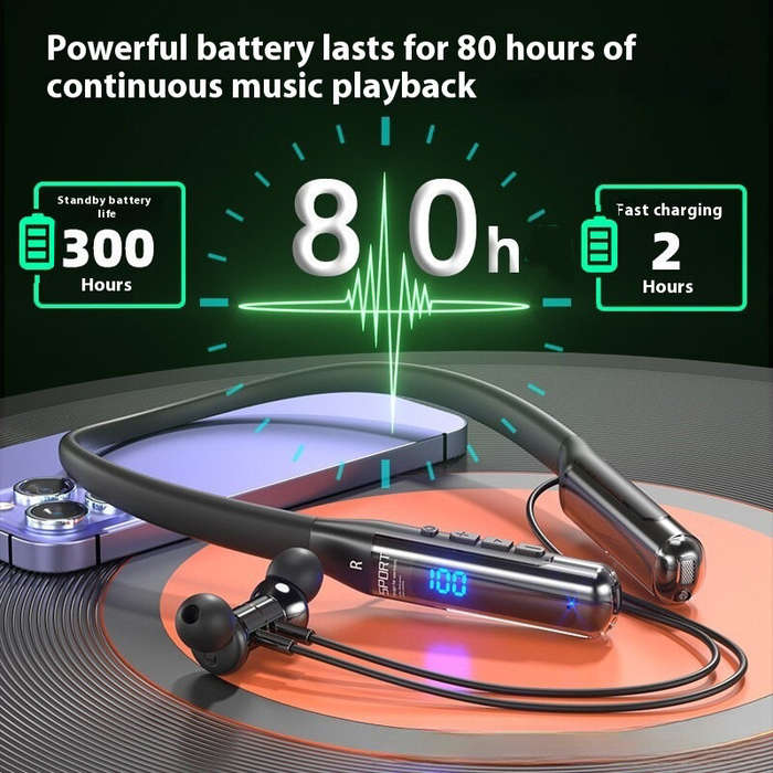 Black - TOURACE BT-125 Headphone Neckband bluetooth Earphone HiFi Surround Stereo Dual Mic ENC Call