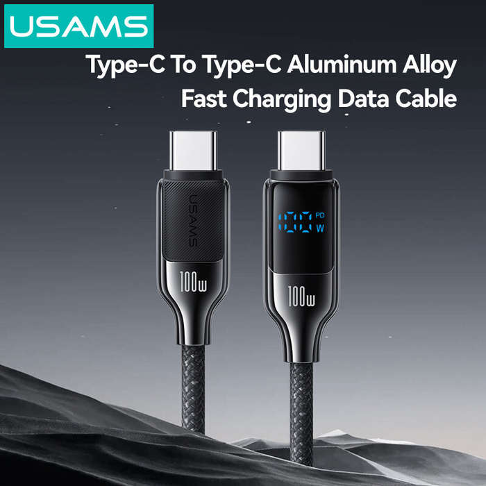 Black - USAMS SJ742 100W Type-C to Type-C Digital Display Cable PD Fast Charging Data Transmission T