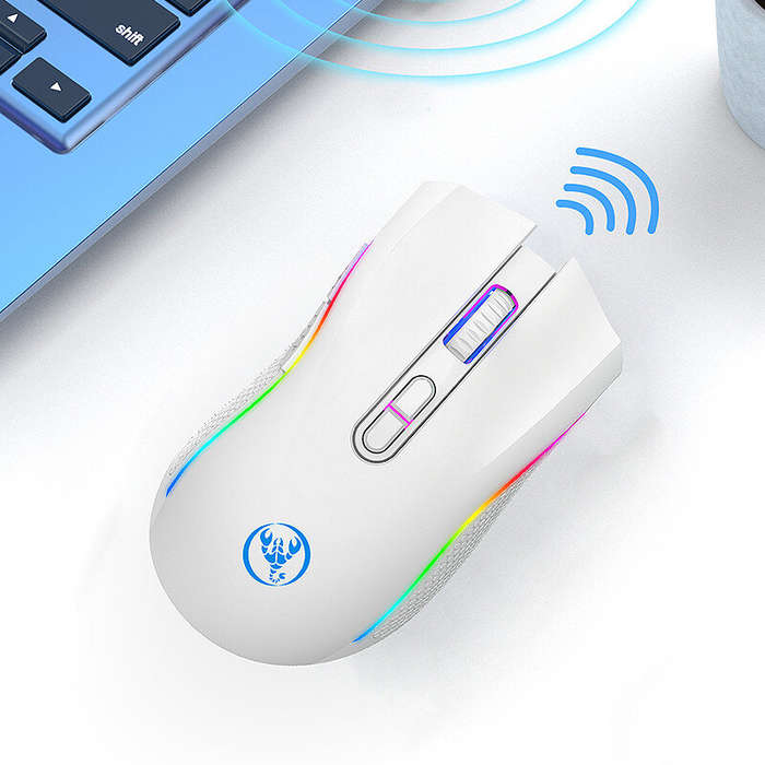 Black - HXSJ T69 2.4G Wireless Gaming Mouse with RGB Lighting 1000-4800DPI Type-C Rechargeable 650mA