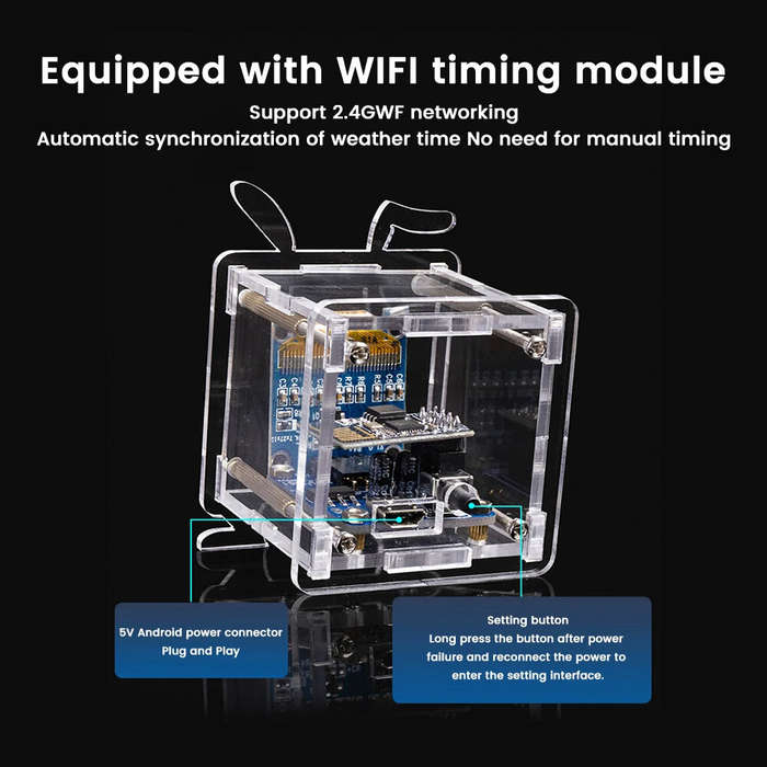 Transparent - 0.96 Inch ESP8266 Mini Weather Forecast Clock OLED Display Electronic Clock Diy Kit Su