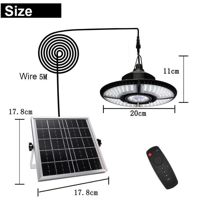 White Light - Solar Pendant Light Outdoor Indoor Split Remote Timing Dimmable Solar Lamp Foldable Su