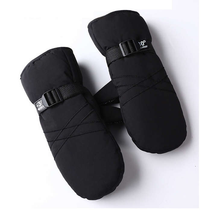 Black - Pair Motorcycle Winter Gloves Outdoor Ski Gloves Warm Non-Slip Extended Wrist Windproof Glov